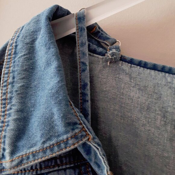 EUC Mustard Seed blue medium wash denim jacket with strap detail, M - Picture 9 of 12